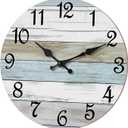 CHYLIN Wall Clock,14 Inch Wall Clocks Battery Operated Silent Non Ticking, Teal Turquoise Rustic Clock Decorative for Kitchen Bathroom Bedroom Living Room(Bronze White)
