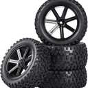 Aimrock 12mm Hex 2.2'' Pre-Glued RC Buggy Wheels and Tires, Out Dia. 3.5'' for 1/10 1/12 1/14 1/16 Off-Road RC Buggy Truck, Set of 4