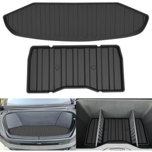 Cargo Mat Set Compatible with Tesla Cybertruck 2025 2024, All Weather TPE Waterproof Truck Bed Liner Front Truck Mat for Cybertruck Accessories (Truck Lower Mat+Front Trunk Mat)