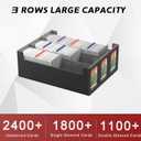 RASOO Trading Card Case 2400+MTG Deck Box 3 Row Viewing Windows Trading Cards Includes 10 Colorful Card Dividers and 3 Flannelette Card Supporters and 3 Magnetic Card Holder
