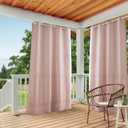 TOWN & COUNTRY BASICS Cabana Solid Heavyweight Indoor Outdoor Curtains, Light Filtering Opacity with Grommet Top, Water Repellent, 2-Pack Set, 54"x108", Blush