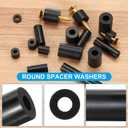PATIKIL 120Pcs M8 ABS Spacers 5/16" ID x 9/16" OD x 3/16" L Plastic Round Spacer Washers Black Standoff Nut Unthreaded for M8 or 5/16 inch Screws Bolts Electrical Outlet