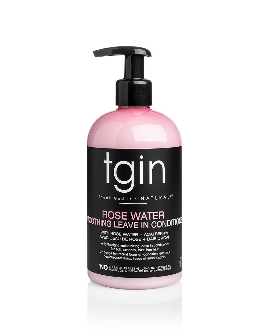 tgin Rose Water Smoothing Leave In Conditioner  Lightweight Moisture Hair Conditioner for Curly, Coily & Wavy locks  Curly Hair Products Hydrates that Detangles & Defines Without Buildup  13 Oz