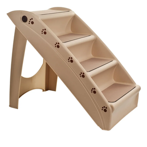 Pet Stairs - Home and Vehicle Foldable Nonslip Dog Steps with 4-Step Design - For Puppies, Kittens, and Other Small Pets by PETMAKER (Tan)