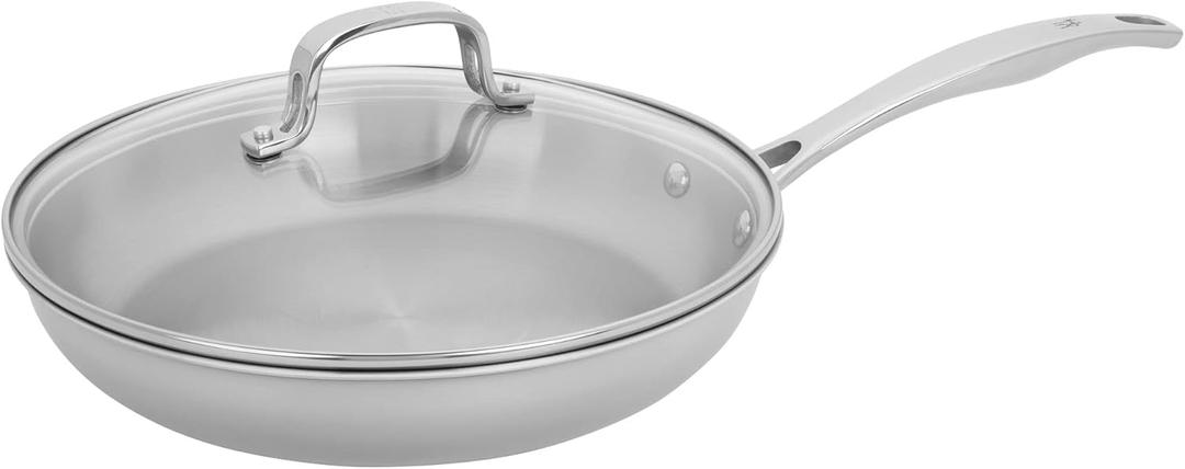 HENCKELS Clad H3 10-inch Induction Frying Pan with Lid, Stainless Steel, Durable and Easy to clean