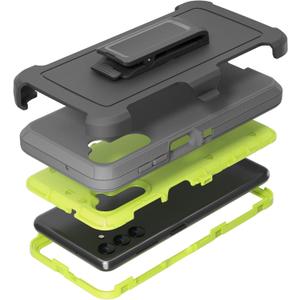 Compatible with Samsung Galaxy A13 5G Case(NOT for A13 4G), with Belt Clip Holster Heavy Duty Rugged Shockproof Full Body Protection Kickstand Phone case for Samsung Galaxy A13 5G (Dark Grey+Green)
