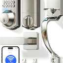 Veise VE012W-H WiFi Smart Front Door Lock Set, Built-in WiFi, App Remote & Voice Control, Fingerprint Keyless Entry Smart deadbolt with Handle, Backlit Keypad, Auto Lock, IP55 Waterproof, Satin Nickel