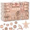 102PCS Assorted Rose Gold Christmas Ornaments - Shatterproof Xmas Tree Decorations Set