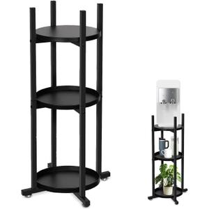 PMMJ Water Dispenser Stand with 3 Round Shelves, Sturdy Metal Water Stand for 5 Gallon Bottle, Suitable as Water Jug Holder and Plant Stand, 32.87" High-11.25" Wide