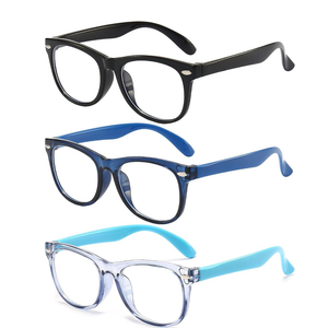 3 Pack kids Blue Light Blocking Glasses For Girls And Boys Computer Blue Light Blocking Glasses For Age 3-9 (Black + Dark blue + Light blue)