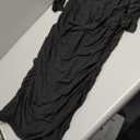 PRETTYGARDEN Women's Fall Off The Shoulder Maxi Dress Spring Long Sleeve Ruched Fitted Bodycon Club Dresses with Slit (Large, Black)