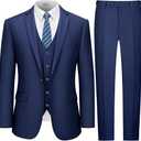 LUPURTY Suits for Men, 3 Piece Men's Suit Slim Fit, Solid Jacket Vest Pants with Tie, One Button Tuxedo Set, 44R/XL