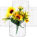 Qunclay 4 Pcs Acrylic Flower Vase Plastic Cylinder Vase for Centerpiece Decorative Clear Acrylic Cylinder Containers Break Resistant Round for Home Party Table Deco(6 x 6 Inch)