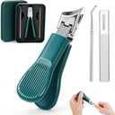 Molain Beak Beveled Nail Clippers Set, Wide Jaw Opening Toenail Cutter Anti-Splash Slanted Nail Clipper for Thick & Ingrown Toenails, Long Handle Professional Nails Clippers for Men Women
