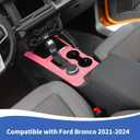 RAZPOY Gear Shift Panel Cover Center Console Cup Holder Trim Compatible with Ford Bronco 2021-2024 Interior Accessories, Pink (Not for Bronco Sport, Not for 2025 Bronco)