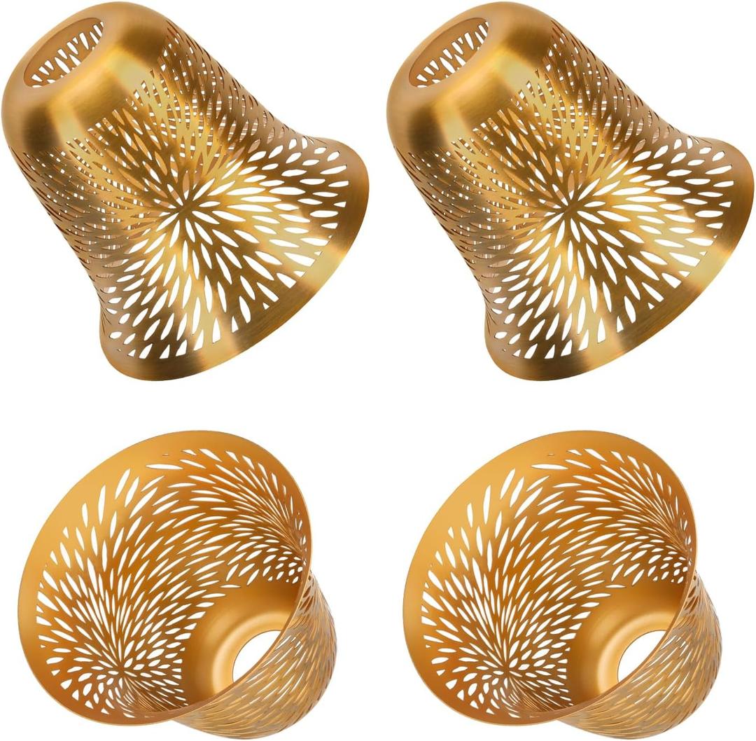 Ceiling Fan Light Covers, ALUCSET Cracks Metal Pendant Light Shade, Light Fixture Cover Metal Lamp Shade Replacement with 1-5/8-Inch Opening Fitter for Wall Lamp Chandelier-Yellow Brass/Gold-plated