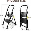 Valeo 2 Step Ladder, Folding Step Stool for Adults, Black
Anti-Slip Wide Pedal, 330lbs Capacity, Foldble Ergonomic Steel Step Ladder for Home Kitchen Office, Black