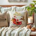 ULOVE LOVE YOURSELF Merry Christmas Decorative Throw Pillow Covers Let It Snow Cushion Covers Santa and Snowman Farmhouse Winter Holiday Decor Pillowcases 18 x 18 Inch,2Pack for Sofa Couch(Beige)
