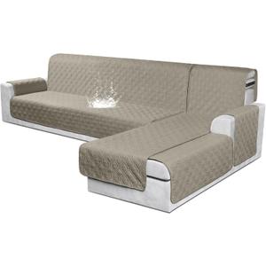 VANSOFY Sectional Couch Covers 100% Waterproof L Shaped Sofa Slipcover 3pcs Reversible Chaise Lounge Cover for Sectional Sofa Furniture Protector Cover for Pets Cat Dog(X-Large, Khaki)