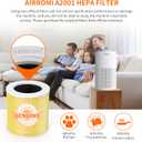 AIRROMI A2001 HEPA Air Purifier Replacement: Original 3-in-1 Filter, Removes 99.97% of 0.3 Micron Particles, Yellow Activated Carbon Filter - Pets & Allergen Specific 1 Pack