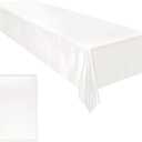 Ruisita Satin Party Tablecloth Table Cover 58 x 102 Inches Wedding Rectangle Bright Silk Tablecloth Table Cover Smooth Fabric Tablecloth Table Decor for Wedding Banquet Table Decoration, White