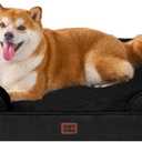 EHEYCIGA Orthopedic Dog Beds for Large Dogs, Waterproof Memory Foam Large Dog Bed with Sides, Non-Slip Bottom and Egg-Crate Foam Pet Couch Bed with Washable Removable Cover, Black (36.0"L x 27.0"W x 6.5"Th)