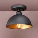 Yosoan Semi Flush Mount Indoor Ceiling Pendant Light, 1-Light Vintage Industrial Modern Metal Edison Chandelier Lamp Fixture Lighting, 8.1" Bowl Metal Shade Kitchen Bedroom Island Hallway Porch(Black)