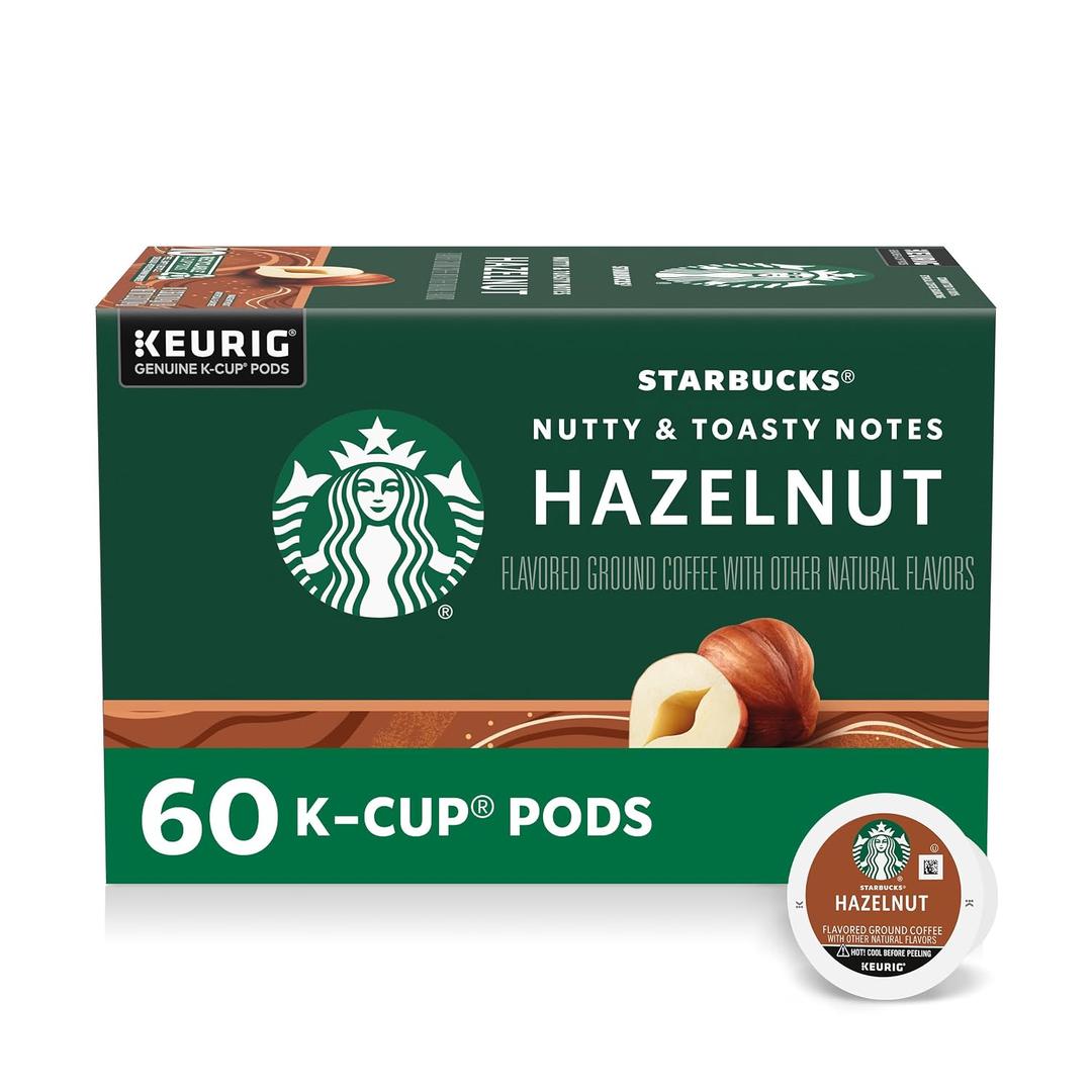 Starbucks K-Cup Coffee Pods, Flavored Hot or Iced Coffee, Hazelnut, 60 Keurig Pods (EXP 05/06/27)