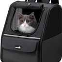 Pecute Cat Backpack Carrier, Small Dog Backpack Carrier, Pet Backpack Carrier for Cats Dogs Puppy Kitten, Cat Carrier Bag Carrying for Travel Hiking Bike Riding Walking Outdoor,Black