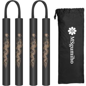 Nunchucks Cord Nunchakus Safe Foam Rubber Training Nunchucks with Cord 2PCS for Kids & Beginners Practice and Training (Black)