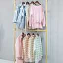 Industrial Pipe Clothes Rack, Wall Mounted Black Iron Garment Bar, Multi-Purpose Hanging Rod for Closet Storage(Gold)