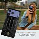COCOMII Rectangle Case for iPhone 17 Pro Max, Compatible with MagSafe, Black Crocodile Leather