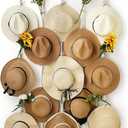 HYDERMUS Macrame Hat Rack for Wall 31x53 in Hat Organizer with 15 Clips Hanging Hat Hanger Holder for Women Wide Brimmed Hat Storage for Fedora Boho Decorative Display (White)