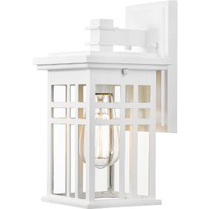 zeyu Modern Outdoor Wall Light - 12 Inch Exterior Light Fixture for House Front Porch, Clear Glass Shade in White Finish, 20068B1 WH