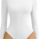 Avidlove Bodysuits for Women High Neck Long Sleeve Body Suits Snap Closure Double Lined Mock Neck Bodysuit Soft (Small, White)