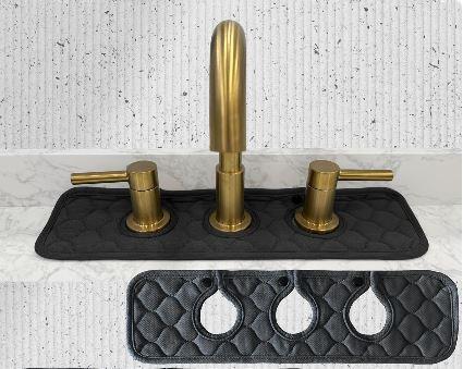 Bathroom Sink Splash Guard 3-Round-Hole : AHA HOMEWARE, Faucet Mat for Bathroom Sink 3 Holes (Gray) 1 pc