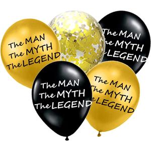 The Man The Myth The Legend Balloons Black and Gold Confetti Funny Party Balloons for Him Husband Guy Father's/Dad's Day Birthday Retirement Decoration 26Packs