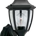 Designers Fountain Waterbury Outdoor Light Fixture, 14.25 Inch Exterior Wall Lantern Sconce for Front Door, Patio and Porch, Black, 2462-BK
