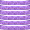 6 Pack 10 Feet Foil Fringe Garland Metallic Tinsel Banner Wall Hanging Curtain Streamers Backdrop for Parade Floats Bachelorette Wedding Birthday Party Thanksgiving Christmas Decorations(Light Purple)