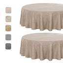 Fitable Faux Linen Round Tablecloths 60 Inches - 2 Pack Neutral Table Clothes Faux Burlap Table Covers for Kitchen, Dining, Party, Farmhouse, Picnic (Great for 20"-48" Round Tables, Nature)