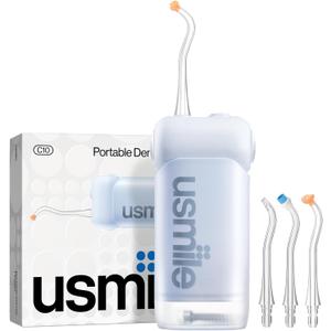 usmile C10 Portable Water Flosser for Travel Mothers Day Gifts, 95-Day Battery, 4 Modes, 360 Nozzle, 180ml Tank, IPX7 Waterproof, Dentist-Recommended for Braces, Implants & Sensitive Gums (Blue)