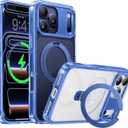 CASEKOO Deep Blue for iPhone 17 Pro Case with Ultra Magnetic Stand, Fit for MagSafe, 16FT Military Grade Protection, Kickstand for Viewing & Work, Clear Back, Blue