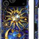 Compatible with iPhone 17 Pro Max Case,Gold Line Marble Sun Moon Pattern,Hybrid Durable TPU Hard PC Bumper Case,Protective Phone Cover for Women Girls