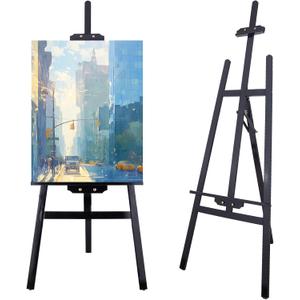 Falling in Art Easel Stand for Painting, Adjustable Wooden Easels for Painting Canvas Up to 42", Folding Art Easel for Drawing, Wedding Sign and Poster, Suitable for Kids and Adults(Black)