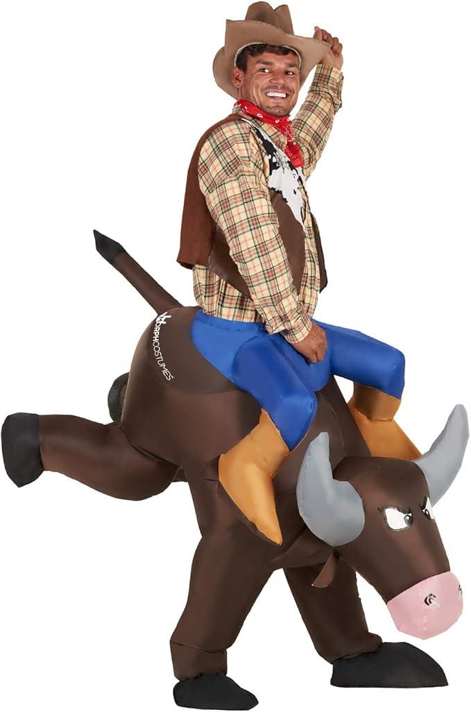 Morph Inflatable Bull Costume Adult, Inflatable Bull Costume, Inflatable Bull Rider Costume, Blow Up Bull Costume