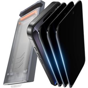 3 Pack for iPhone 16 Tempered Glass Privacy Screen Protector, Dust Free CABIN, Auto Positioning, Bubble Free, Privacy Protection, Easy Installation,9H+ Hardness