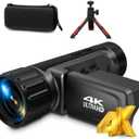 Video Camera Beginner with 3.0" Screen/Hood/Battery/SD Card/Case, Digital Camcorder Manual Focus 48MP Photo Timelapse Camera