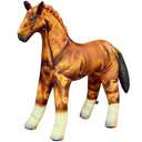 38" Long Inflatable Horse, Golden Brown Lifelike Blow-Up Toy Figure for Decoration or Play, Livestock Theme Party, Pool, Birthday, VBS, Photo Prop, Baby Shower 1 pc