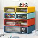 Desk Organizer with Drawers, Stackable Storage Drawers with Compartments Desktop Organization for Office Supplies, Makeup, Pencils, Tape, Erasers, Paperclips, Chargers (2S2M)