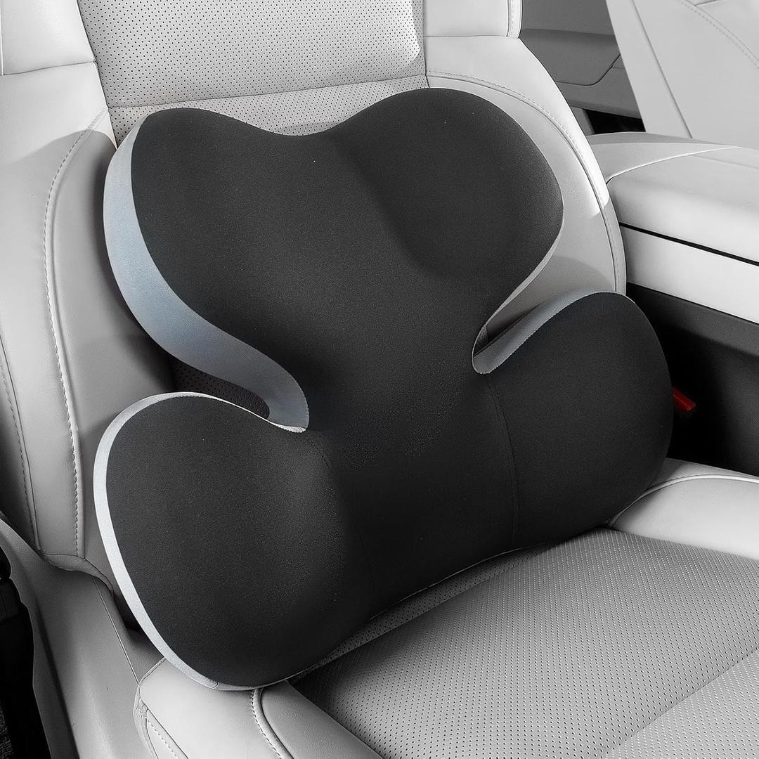 BEBAS Lumbar Support Pillow for Car, Ergonomic Memory Foam Back Cushion for Driving, Lower Back Support for Pain Relief, Lumbar Cushion for Car Seats, Office Chairs, Wheelchairs - Blackgray